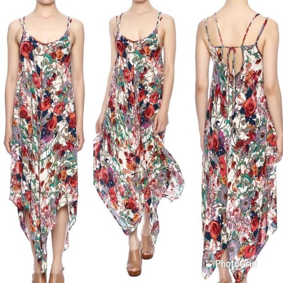BISHOP‎ + YOUNG FLORAL WATERFALL DRESS FLOWY SZ S - Picture 1 of 11